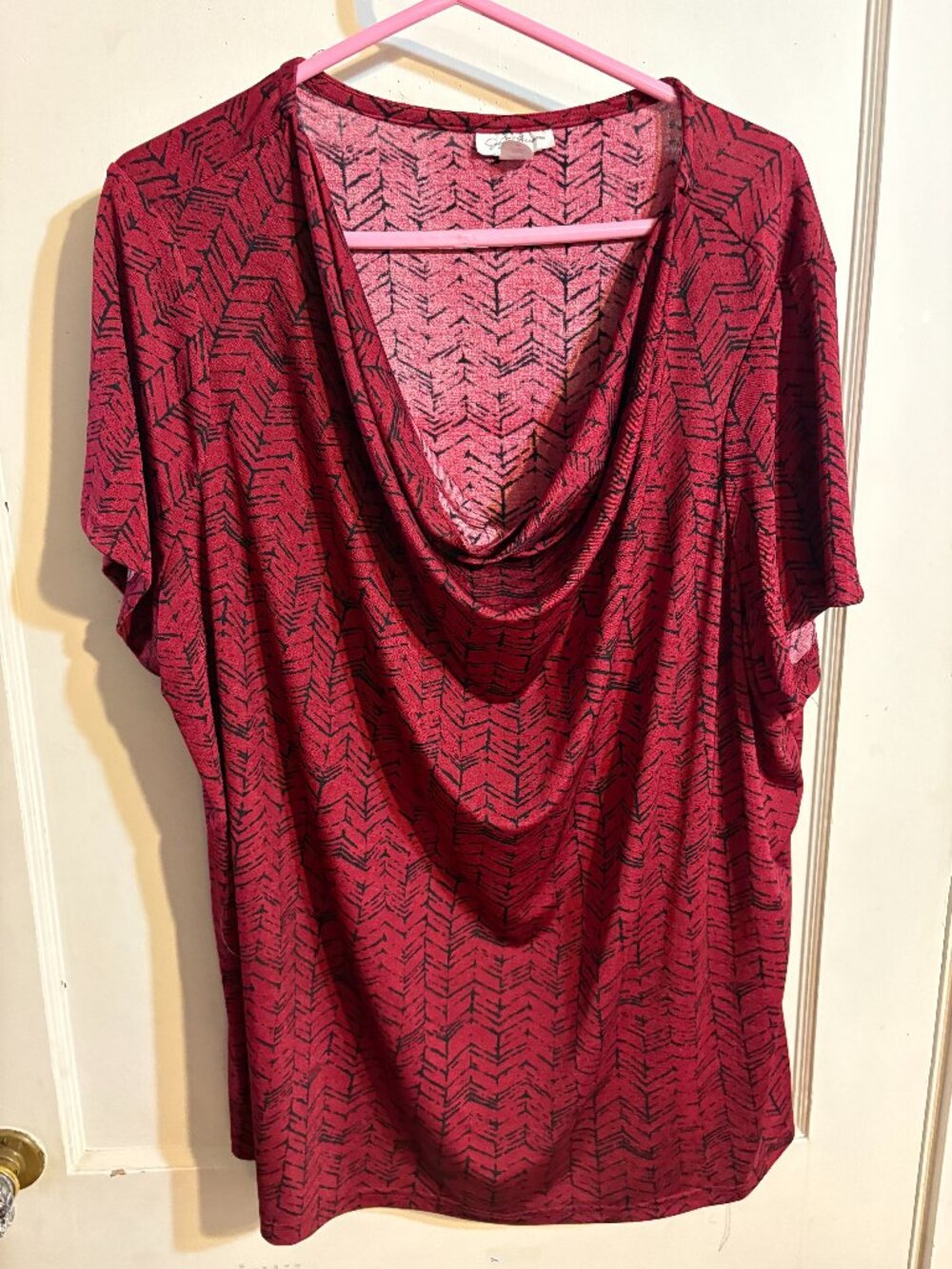 Jaclyn Smith Women's Plus Size Reddish Short Sleeve Pullover Blouse, Size 3X